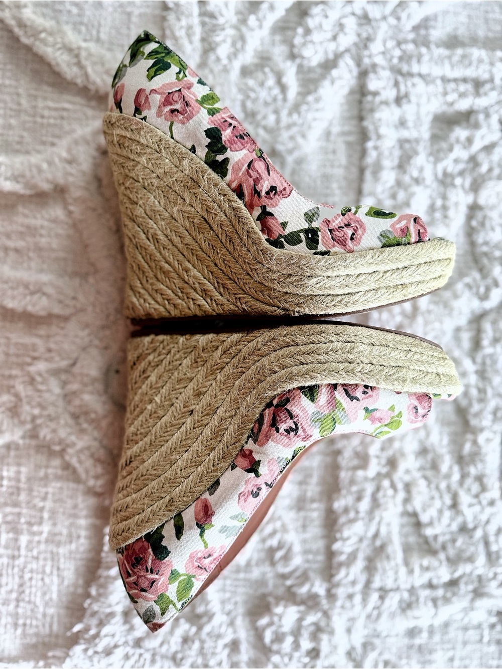 Betsey Johnson Valli Floral Espadrille Wedge Heels Pink Multi Size 7.5 - Picture 6 of 11